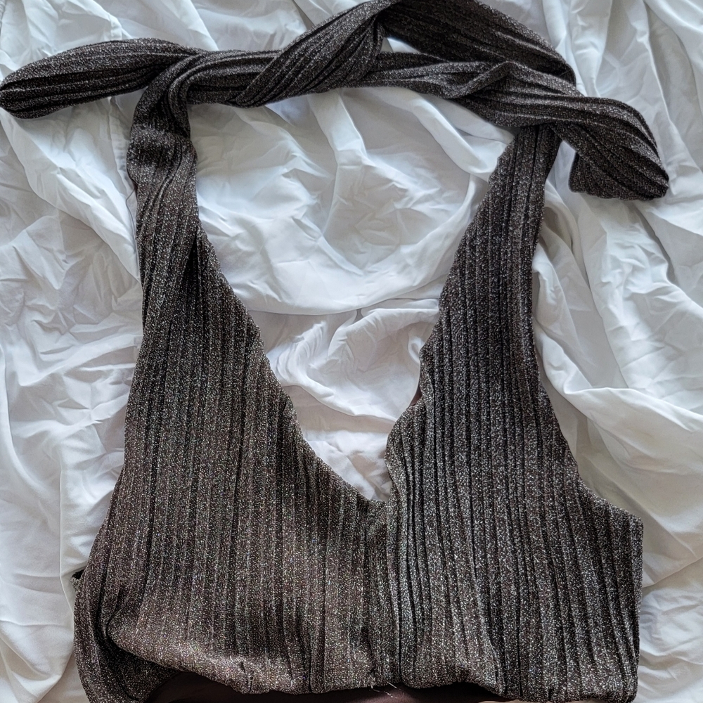 Glittery halter crop top